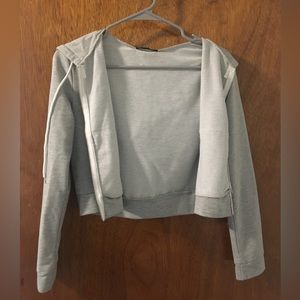 Pocket Front Heather Grey Zip Up Hooded Sweatshirt